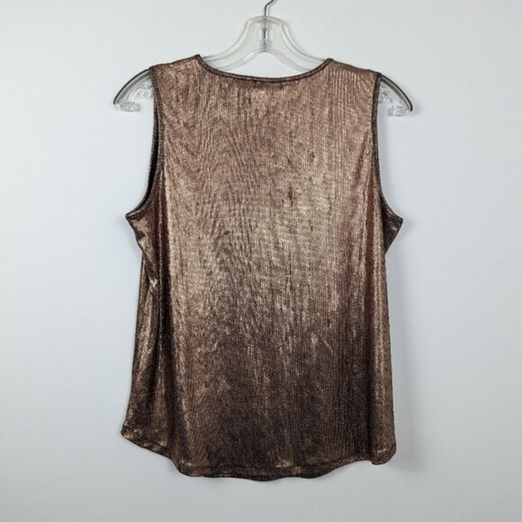 Shimmering CURE Metallic Knit Tank Top in Bronze, Size 2XL - Picture 2 of 9